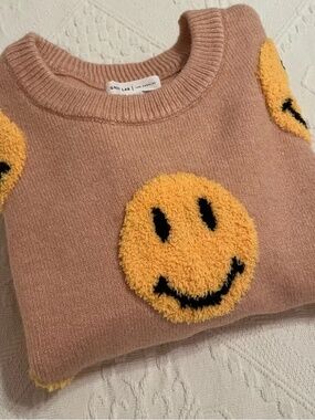 Grey Lab Women’s Smiley Face Peach w Yellow Sweater Size M Used V Good Shape